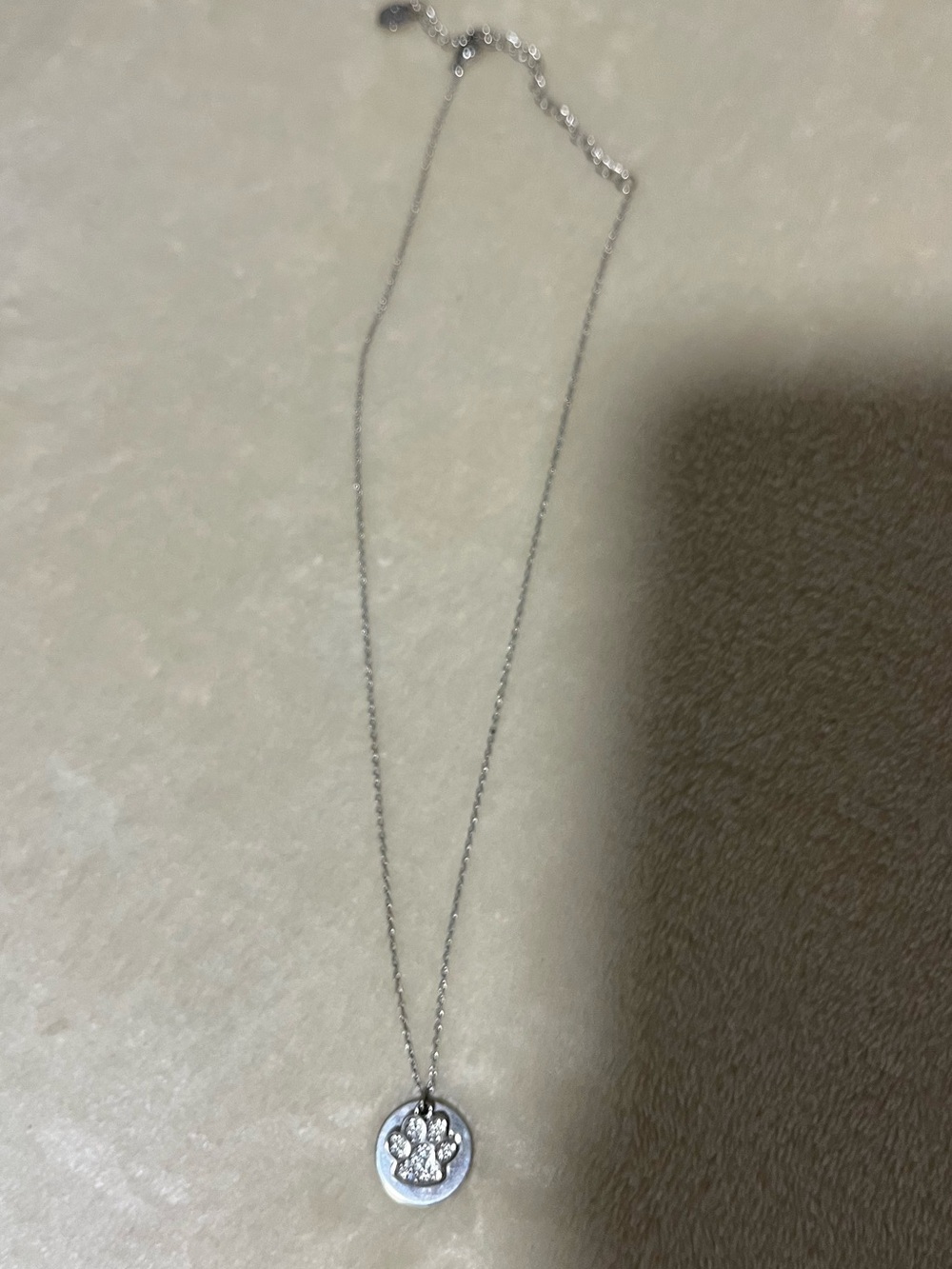 Silver Paw Print Pendant Necklace - Women